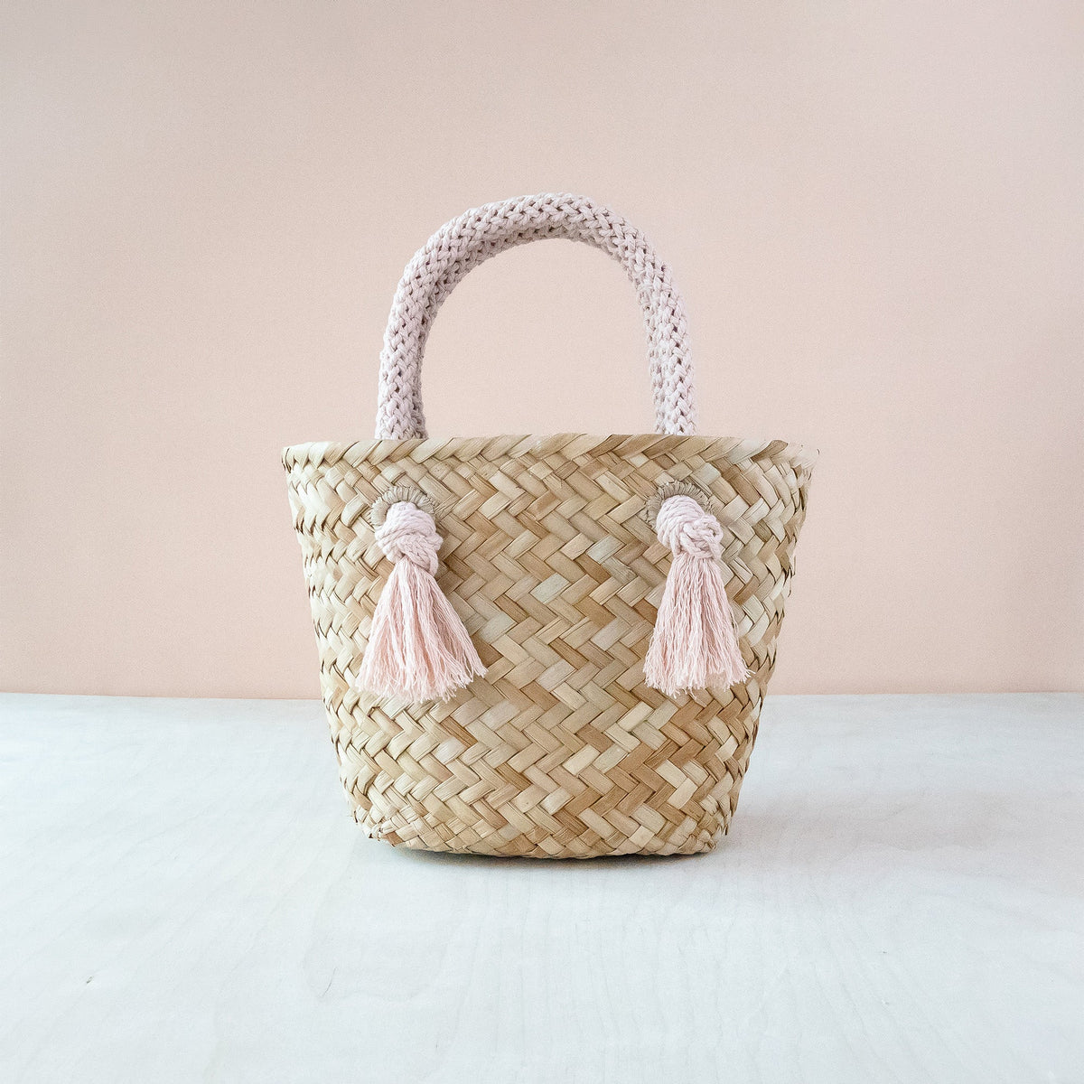 Handbags - Dusty Rose Small Modern Woven Tote with Unique Handles - Straw Tote | LIKHA - LIKHÂ