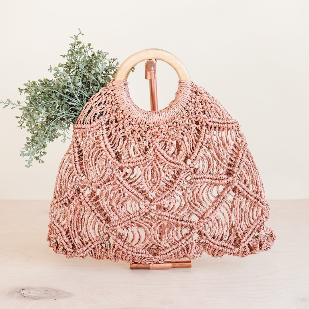 Handbags - Macramé Handbag, Dusty Rose | LIKHÂ - LIKHÂ