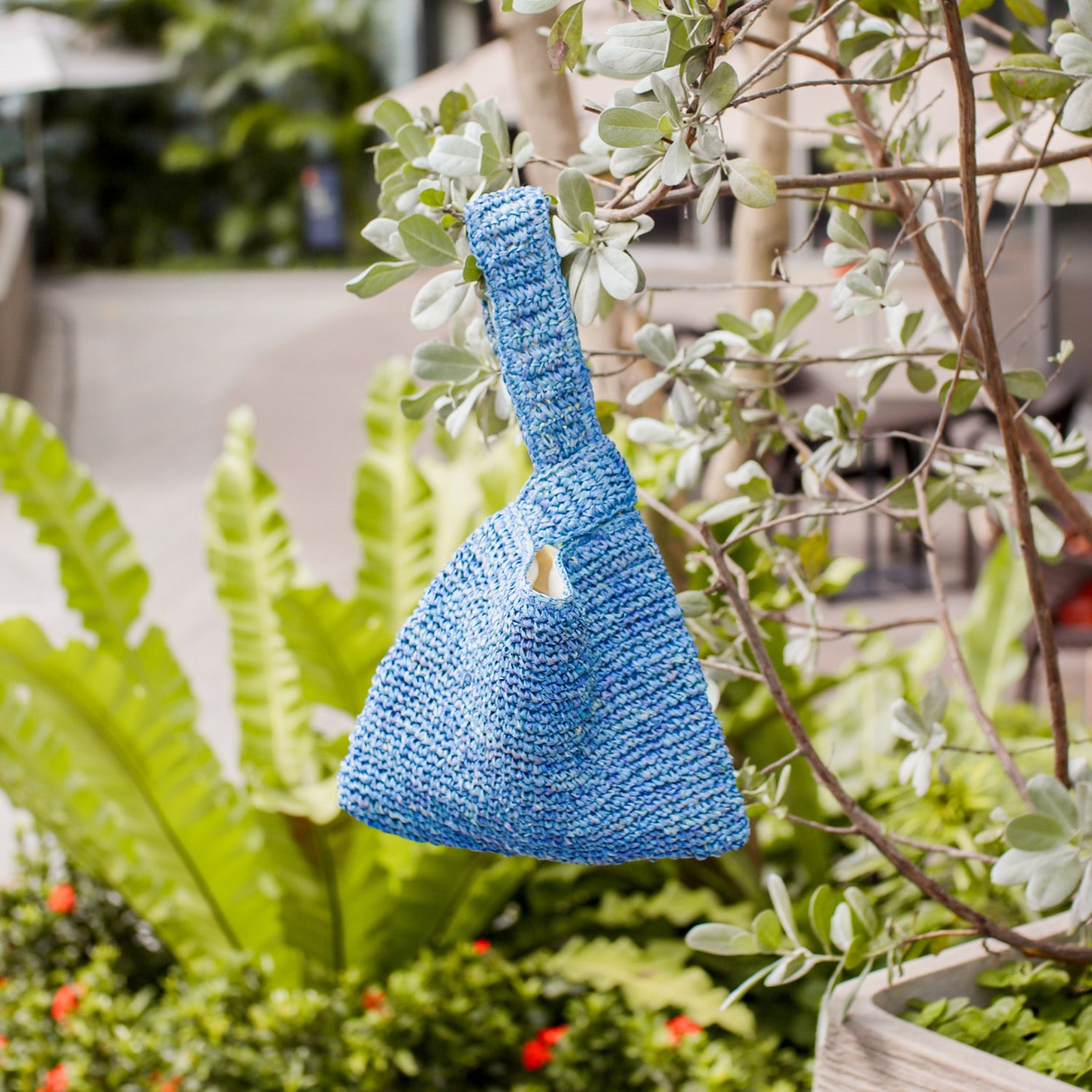 Handbags - Powder Blue Japanese Knot Bag - Raffia Purse | LIKHA - LIKHÂ