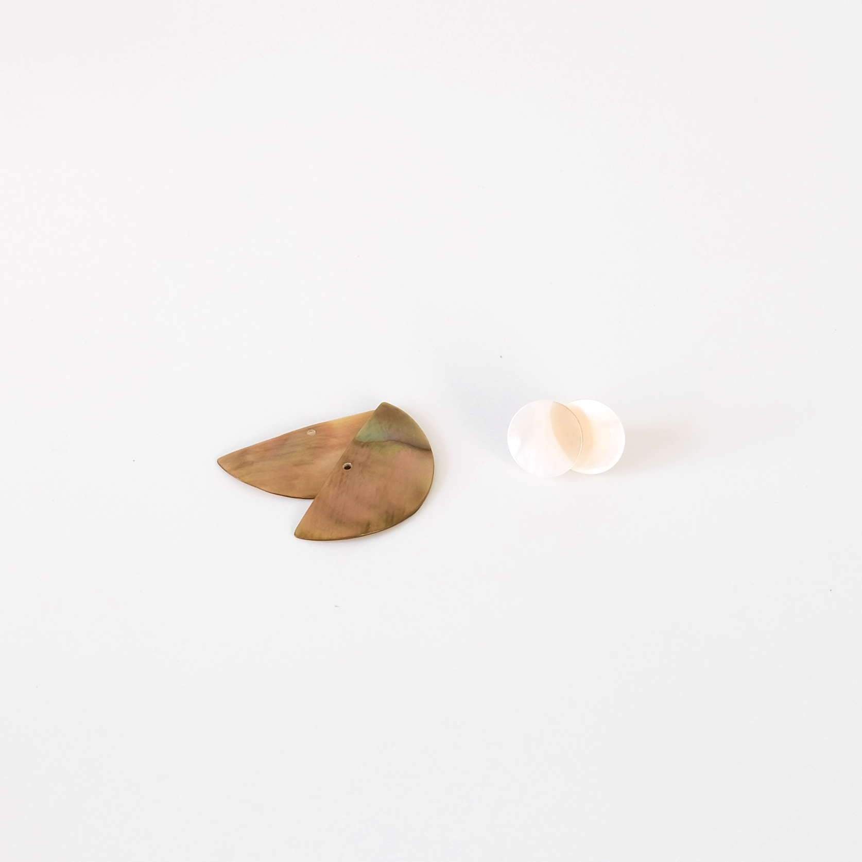 Jewelry - 3-in-1 Light Two-Tone Circle and Halfmoon Geometric Studs - Mother of Pearl Earrings | LIKHÂ - LIKHÂ