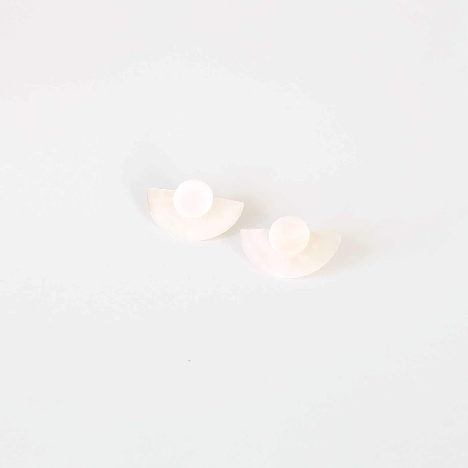 Jewelry - 3-in-1 Pearl White Circle and Halfmoon Geometric Studs - Mother of Pearl Earrings | LIKHÂ - LIKHÂ