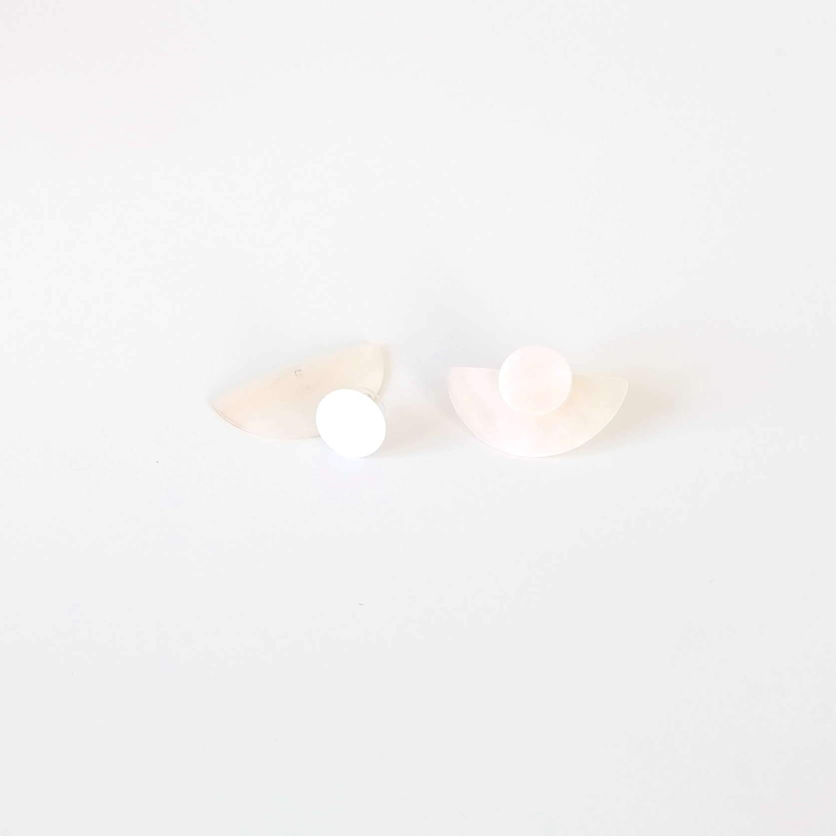 Jewelry - 3-in-1 Pearl White Circle and Halfmoon Geometric Studs - Mother of Pearl Earrings | LIKHÂ - LIKHÂ