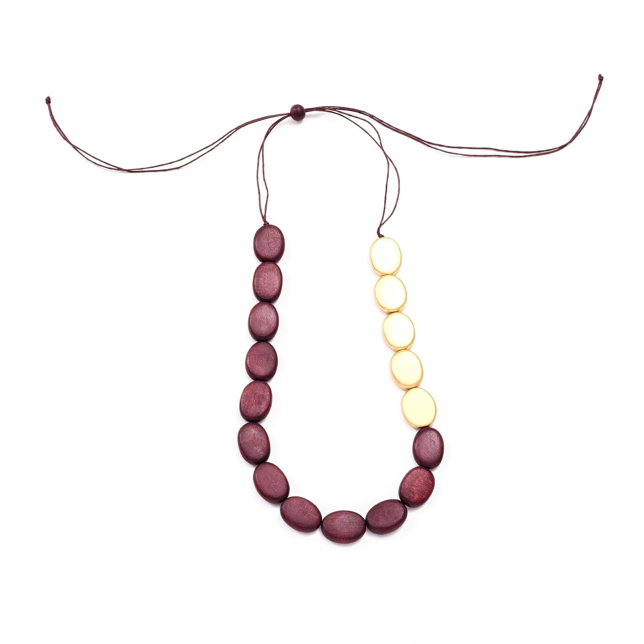 Jewelry - Burgundy and Gold Necklace - Wooden Necklaces | LIKHÂ - LIKHÂ