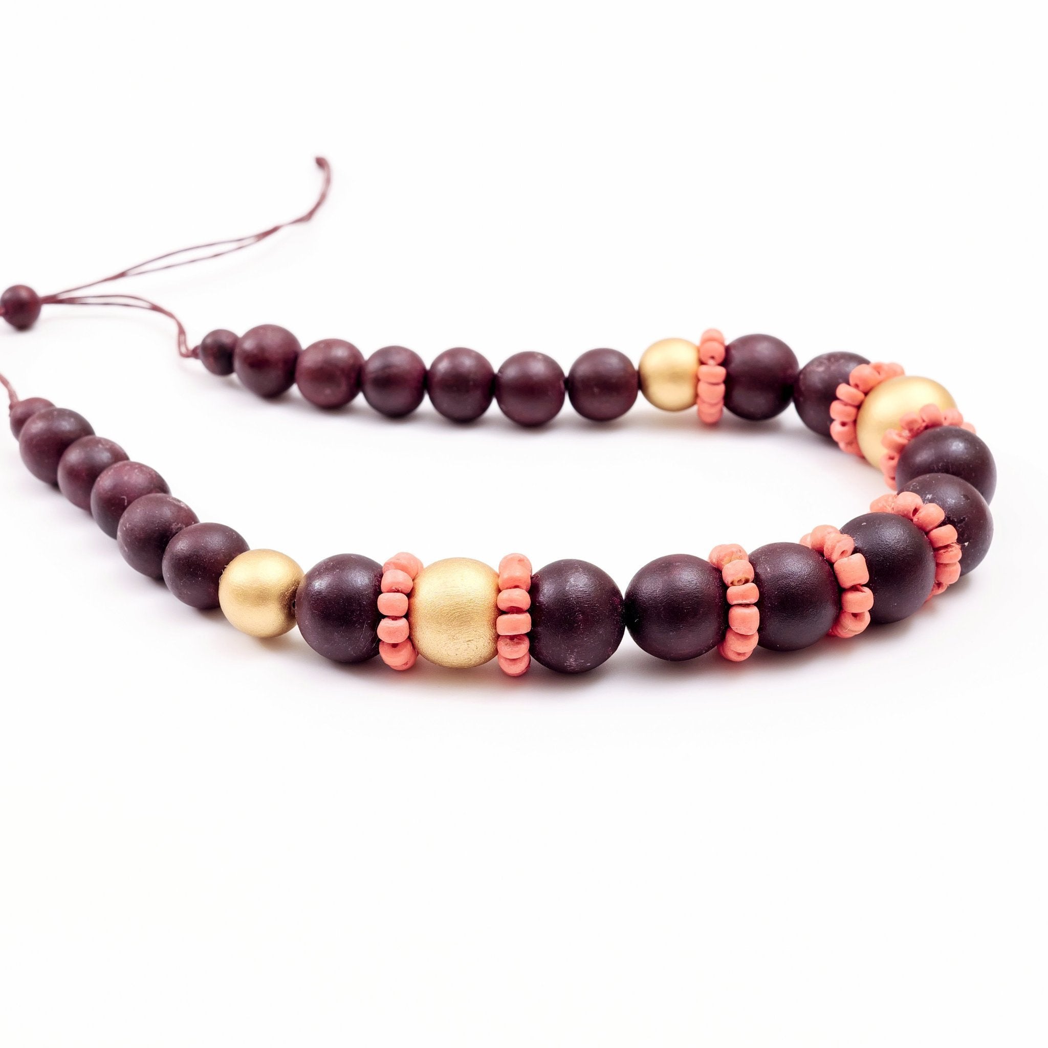 Jewelry - Burgundy Handmade Wooden Necklaces | LIKHÂ - LIKHÂ