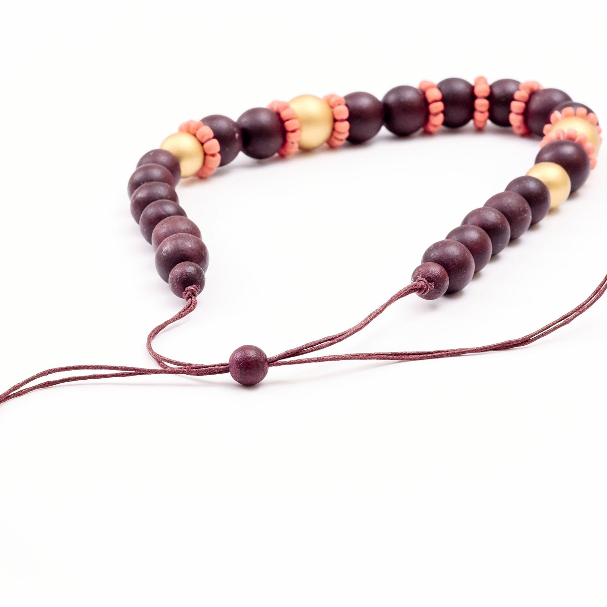 Jewelry - Burgundy Handmade Wooden Necklaces | LIKHÂ - LIKHÂ