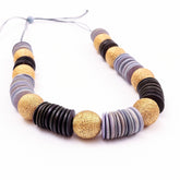 Jewelry - Chunky Wooden Necklace - Grey and Black | LIKHÂ - LIKHÂ