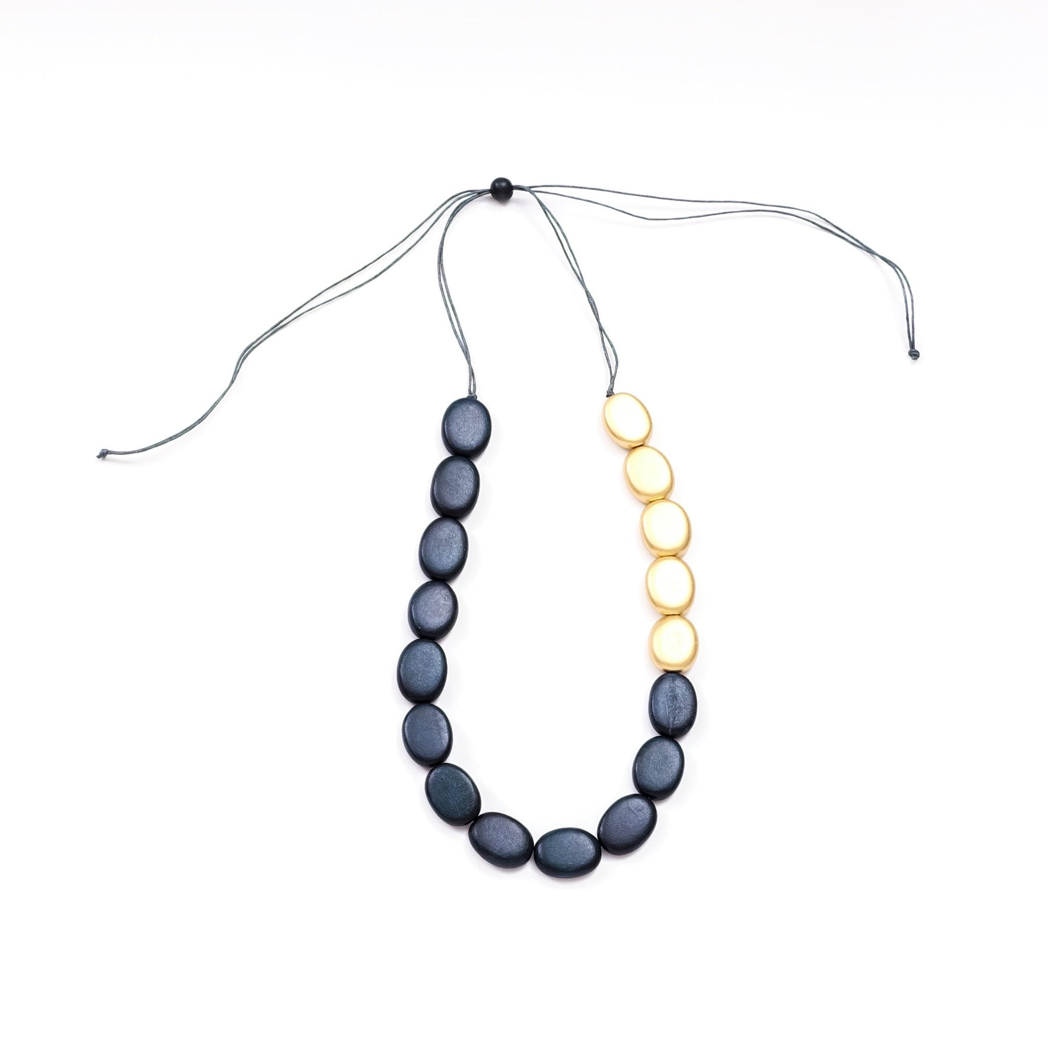 Jewelry - Gold and Charcoal Wooden Bead Necklace | LIKHÂ - LIKHÂ