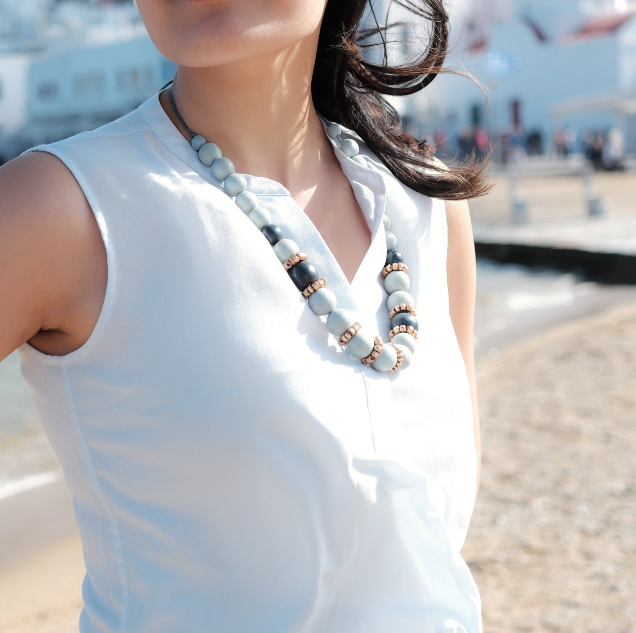 Jewelry - Handmade Grey Bead Necklace | LIKHÂ - LIKHÂ