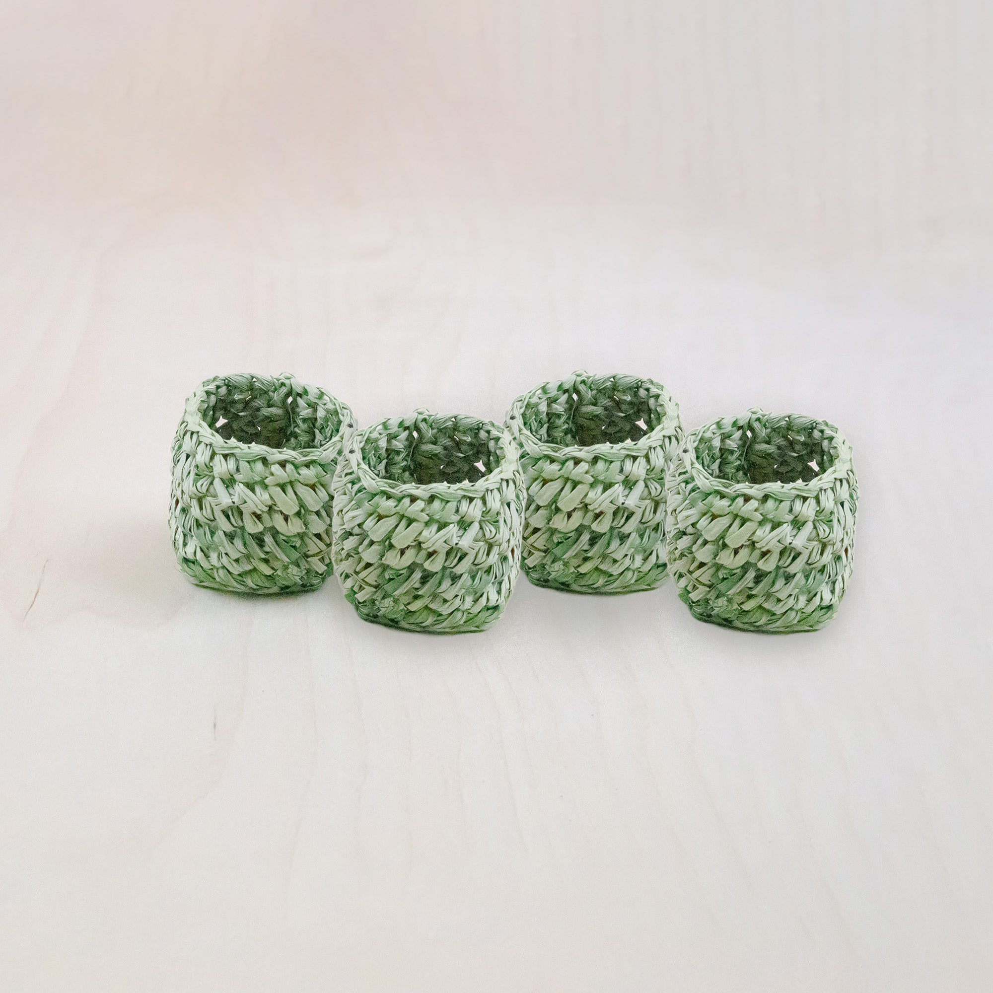 Napkin Rings - Sage Raffia Crochet Napking Rings, set of 4 - Natural Fiber | LIKHA - LIKHÂ