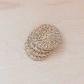 - Natural Round Abaca Coasters, set of 4 - Woven Fiber | LIKHA - LIKHÂ