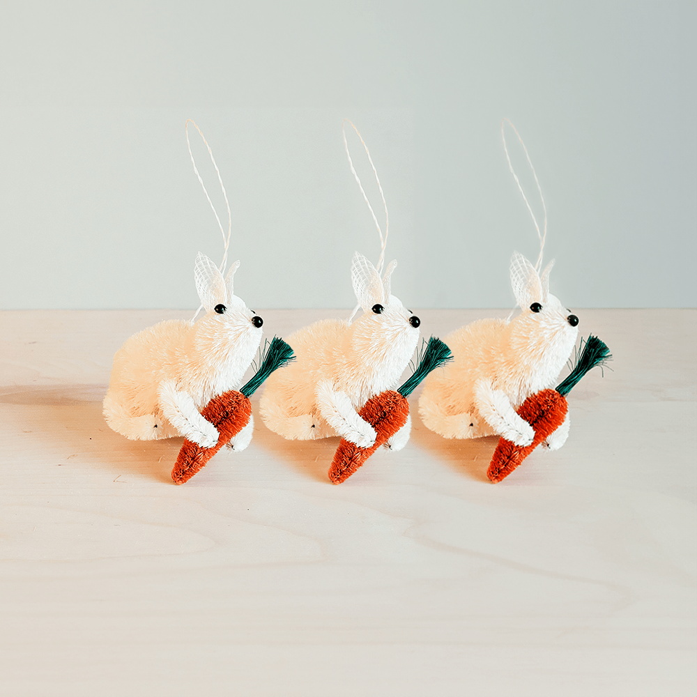 Ornaments - Set of 3 Bunny Ornament, White - Natural Ornaments | LIKHÂ - LIKHÂ