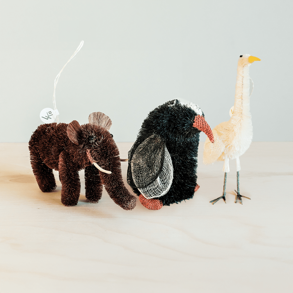 Ornaments - Set of 3 Wildlife Animal Ornaments - Penguin, Elephant, Heron - LIKHÂ