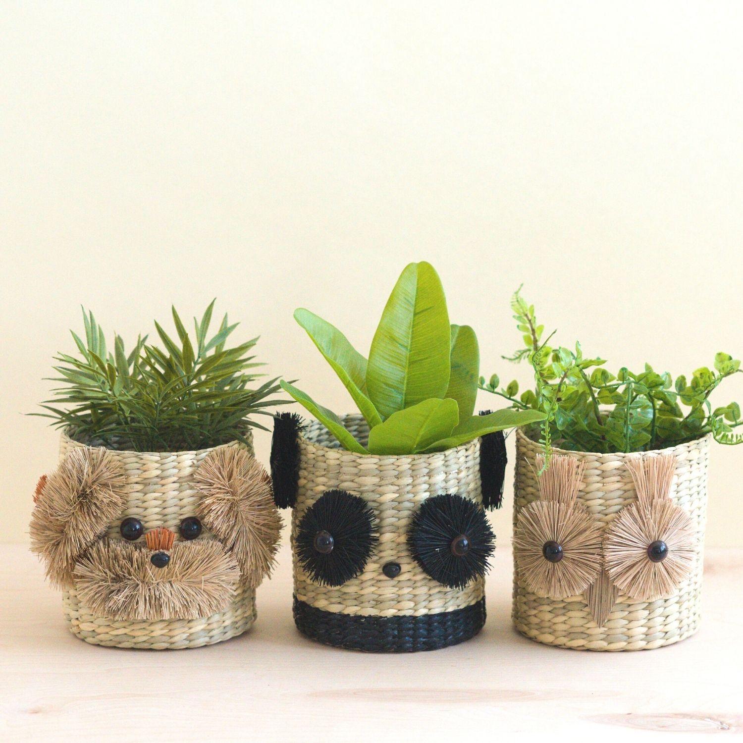 - Panda 6&quot; Seagrass Basket Planter - Animal Planter | LIKHA - LIKHÂ