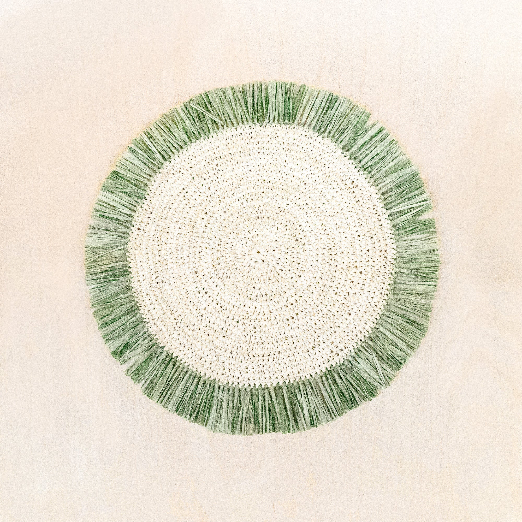 Placemats - Sage Raffia Round Placemat with Fringe - Woven Placemats | LIKHA - LIKHÂ