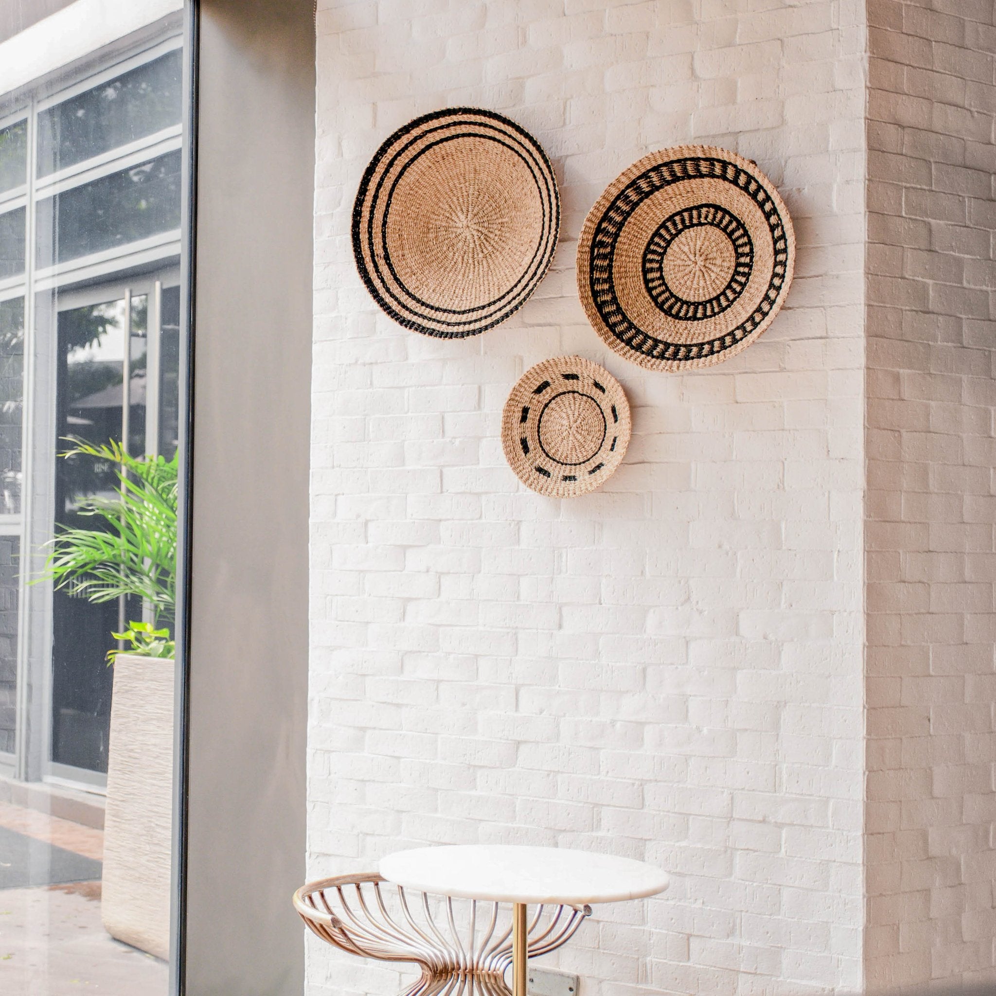 Wall Baskets - Natural + Black Wall Baskets, Medium - Woven Wall Baskets | LIKHÂ - LIKHÂ