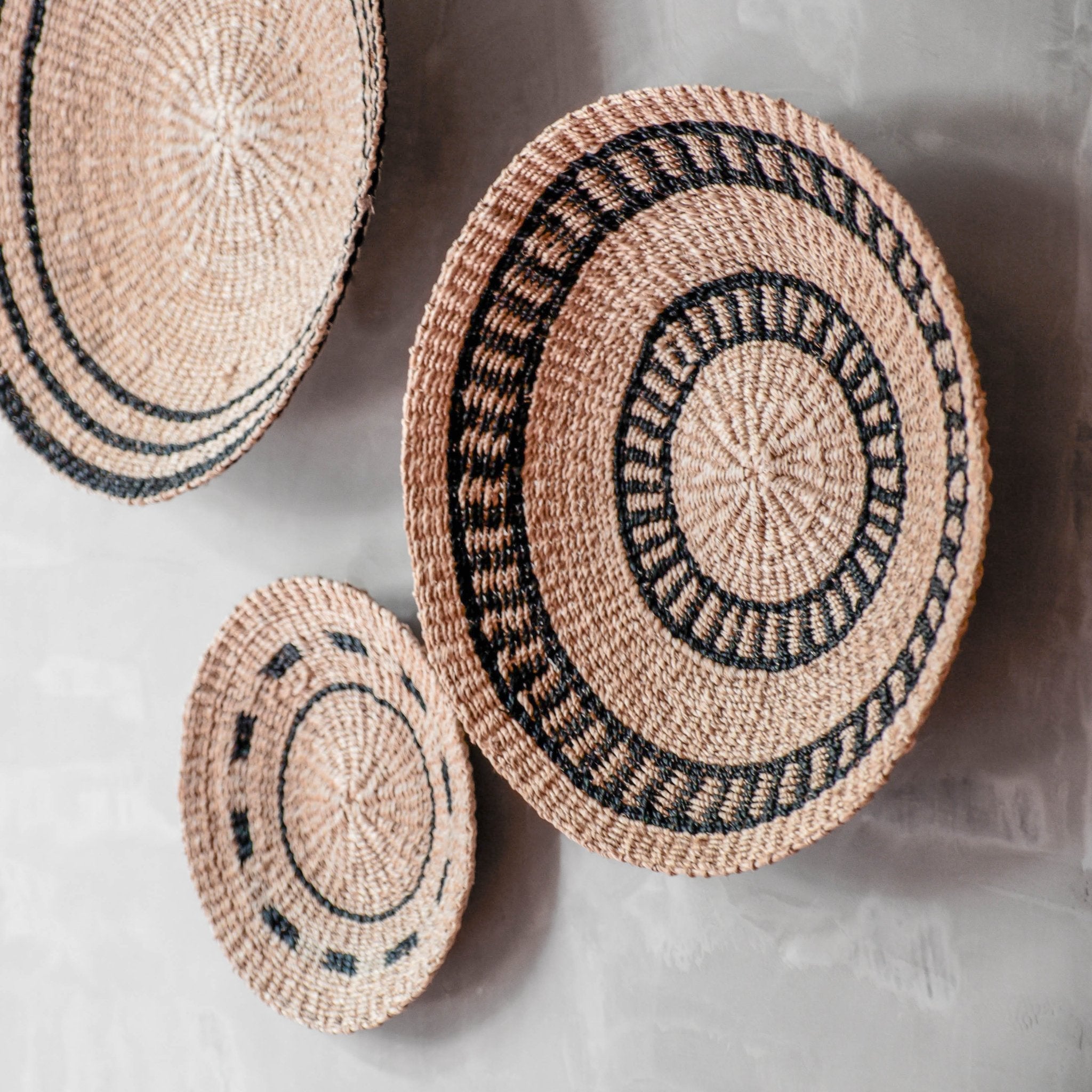 Wall Baskets - Natural + Black Wall Baskets, Medium - Woven Wall Baskets | LIKHÂ - LIKHÂ