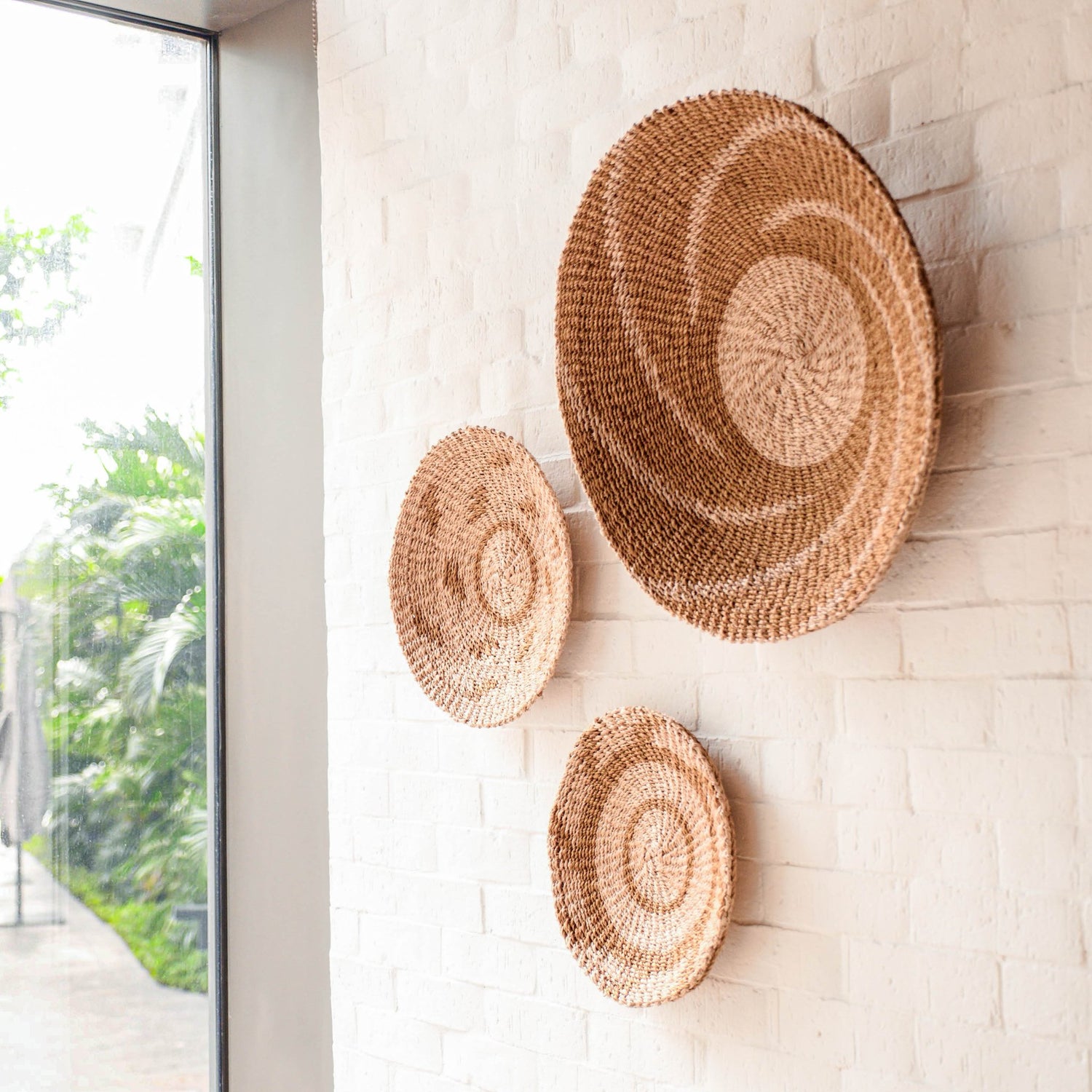 Wall Baskets - Natural + Brown Wall Baskets, Small - Round Wall Baskets | LIKHÂ - LIKHÂ