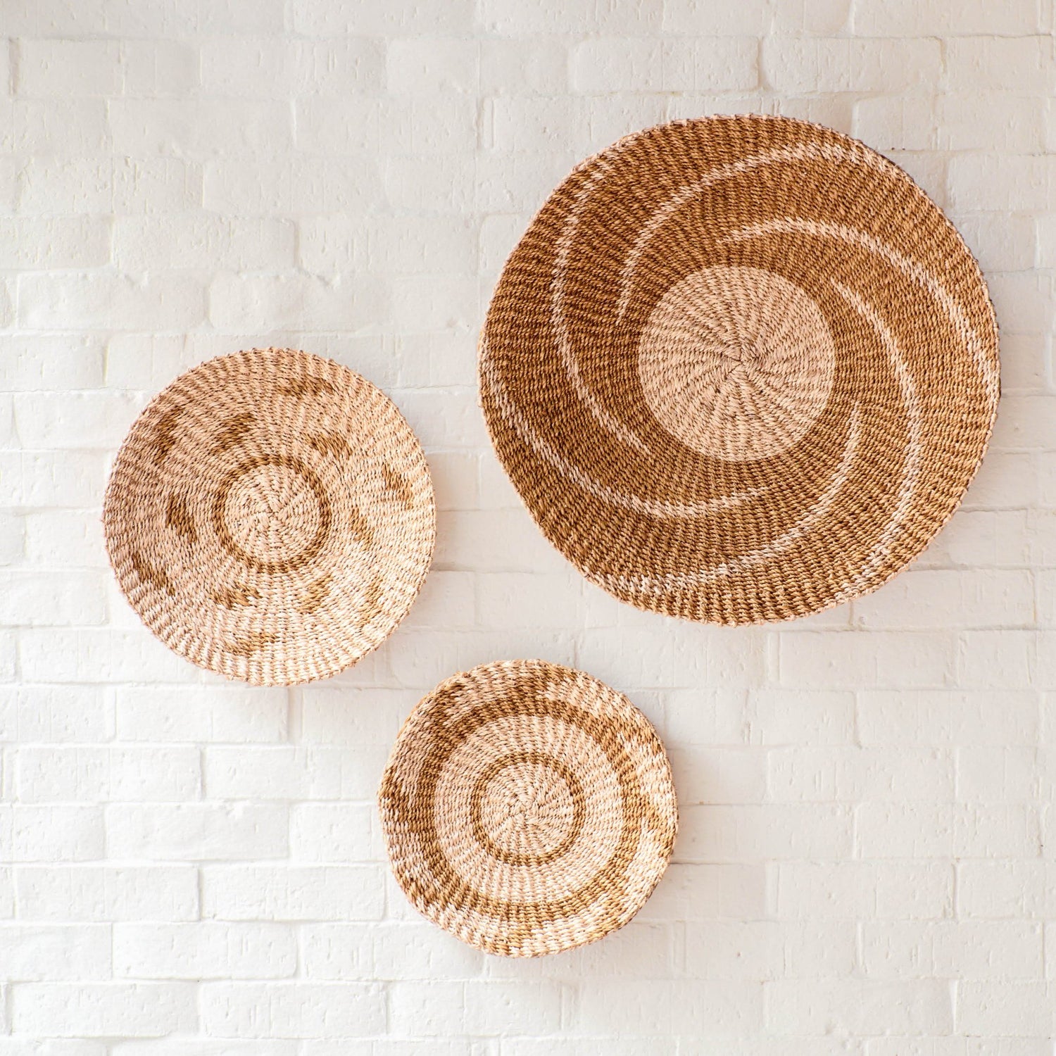 Wall Baskets - Natural + Brown Wall Baskets, Small - Round Wall Baskets | LIKHÂ - LIKHÂ