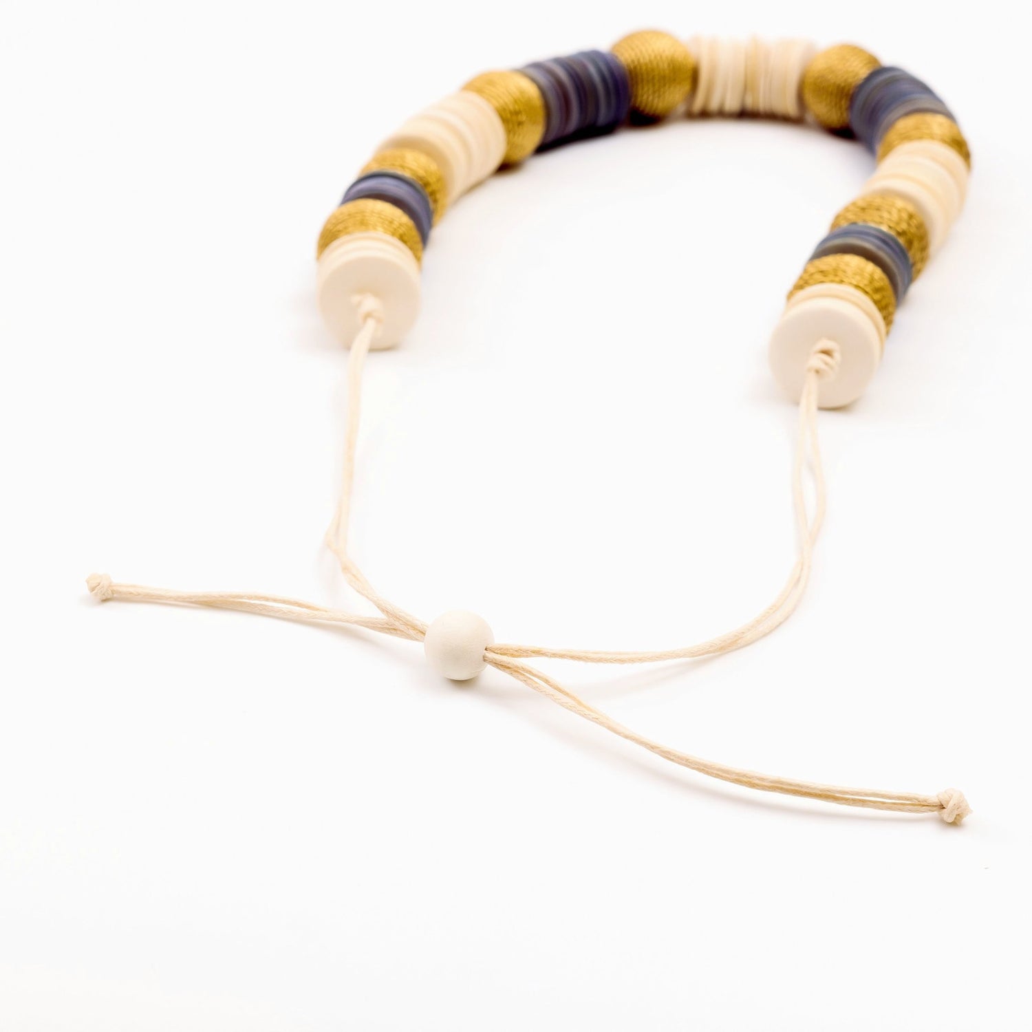 - Wood Statement Necklace - White and Light Blue | LIKHÂ - LIKHÂ