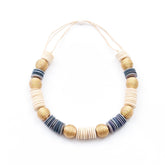 - Wood Statement Necklace - White and Light Blue | LIKHÂ - LIKHÂ