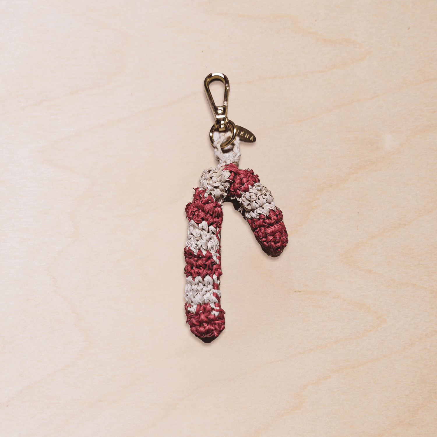 Bag charms - Candy Cane Bag Charm – Raffia Crochet Holiday Keychain | LIKHÂ - LIKHÂ