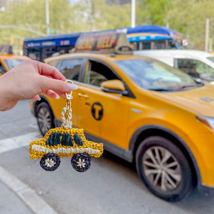 Bag charms - NYC Taxi Cab Bag Charm – Raffia Crochet Novelty Keychain | LIKHÂ - LIKHÂ