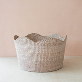 Baskets - Jumbo Scallop Basket – Natural Handwoven Abaca Basket | LIKHÂ - LIKHÂ