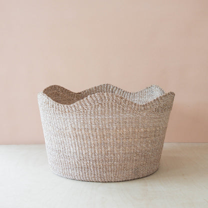 Baskets - Jumbo Scallop Basket – Natural Handwoven Abaca Basket | LIKHÂ - LIKHÂ