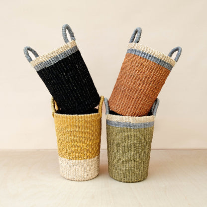 Baskets - Mustard Tall Woven Basket Vase - Wicker Basket | LIKHÂ - LIKHÂ