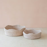 Baskets - Natural Fruit Tray Scallop, set of 2, – Handwoven Abaca Trays | LIKHÂ - LIKHÂ