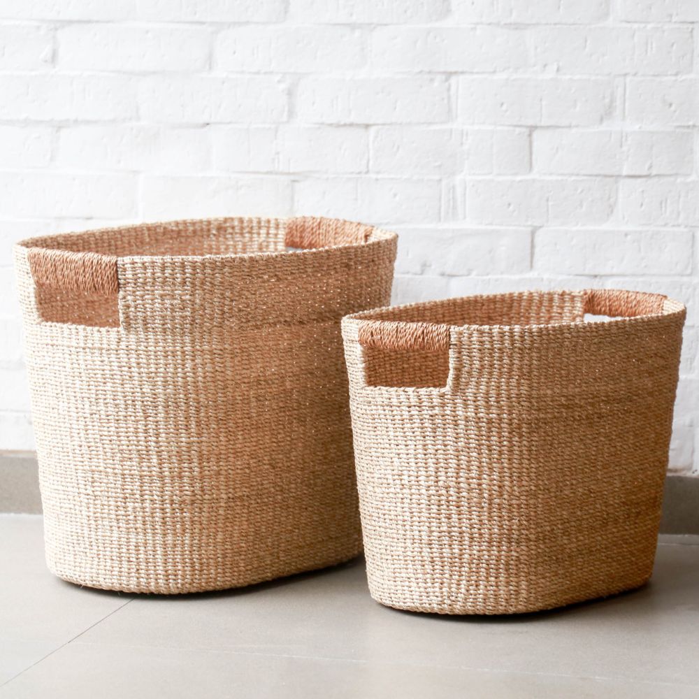 Baskets - Tan Large Oval Natural Basket - Straw Baskets | LIKHA - LIKHÂ