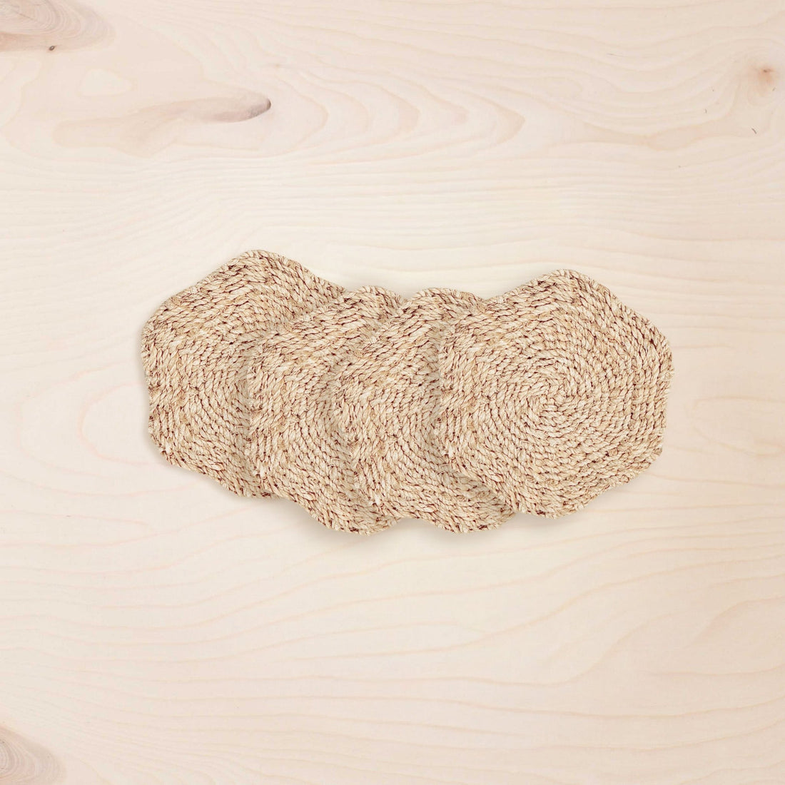 Coasters - Natural Scallop Coasters, set of 4 – Handwoven Abaca Coasters | LIKHÂ - LIKHÂ