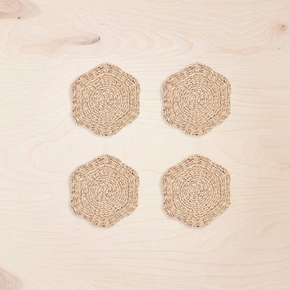 Coasters - Natural Scallop Coasters, set of 4 – Handwoven Abaca Coasters | LIKHÂ - LIKHÂ