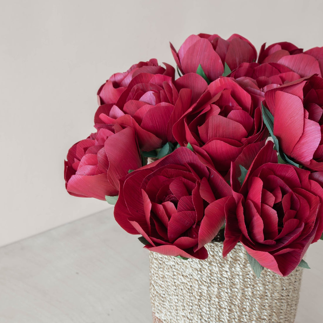flower - Deep Pink Peony Corn Husk Flowers, case of 6 – Colorful Floral Stems | LIKHÂ - LIKHÂ