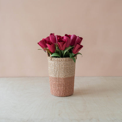 flower - Deep Pink Tulip Corn Husk Flowers, case of 6 – Colorful Flower Stems | LIKHÂ - LIKHÂ
