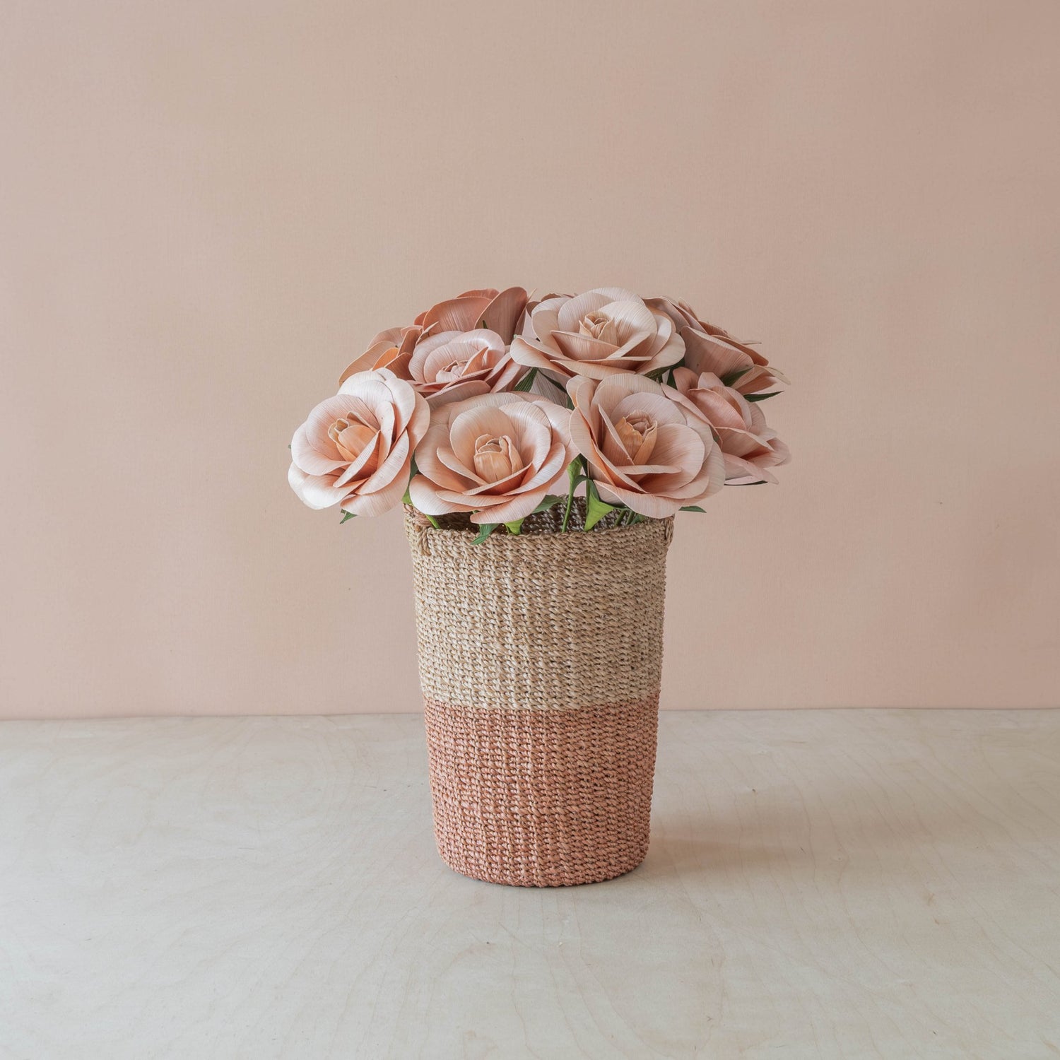 flower - Light Peach Pink Rose Corn Husk Flowers, case of 6 – Handcrafted Floral Stems | LIKHÂ - LIKHÂ