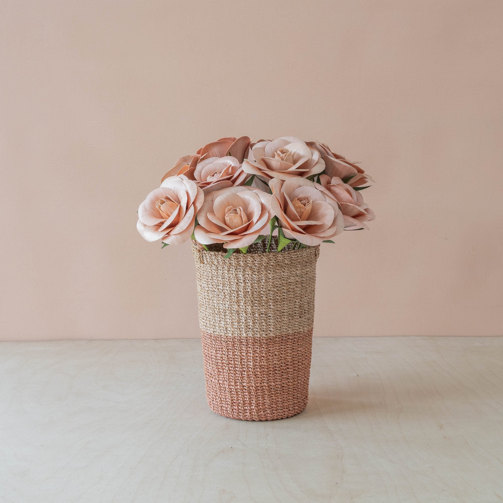 flower - Light Peach Pink Rose Corn Husk Flowers, case of 6 – Handcrafted Floral Stems | LIKHÂ - LIKHÂ
