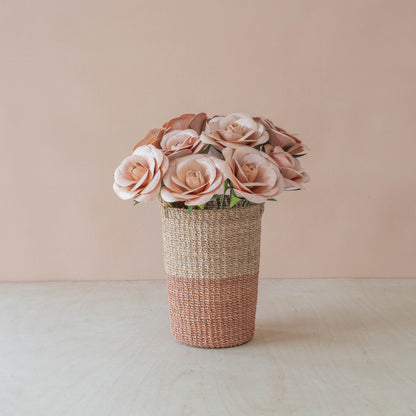 flower - Light Peach Pink Rose Corn Husk Flowers, case of 6 – Handcrafted Floral Stems | LIKHÂ - LIKHÂ