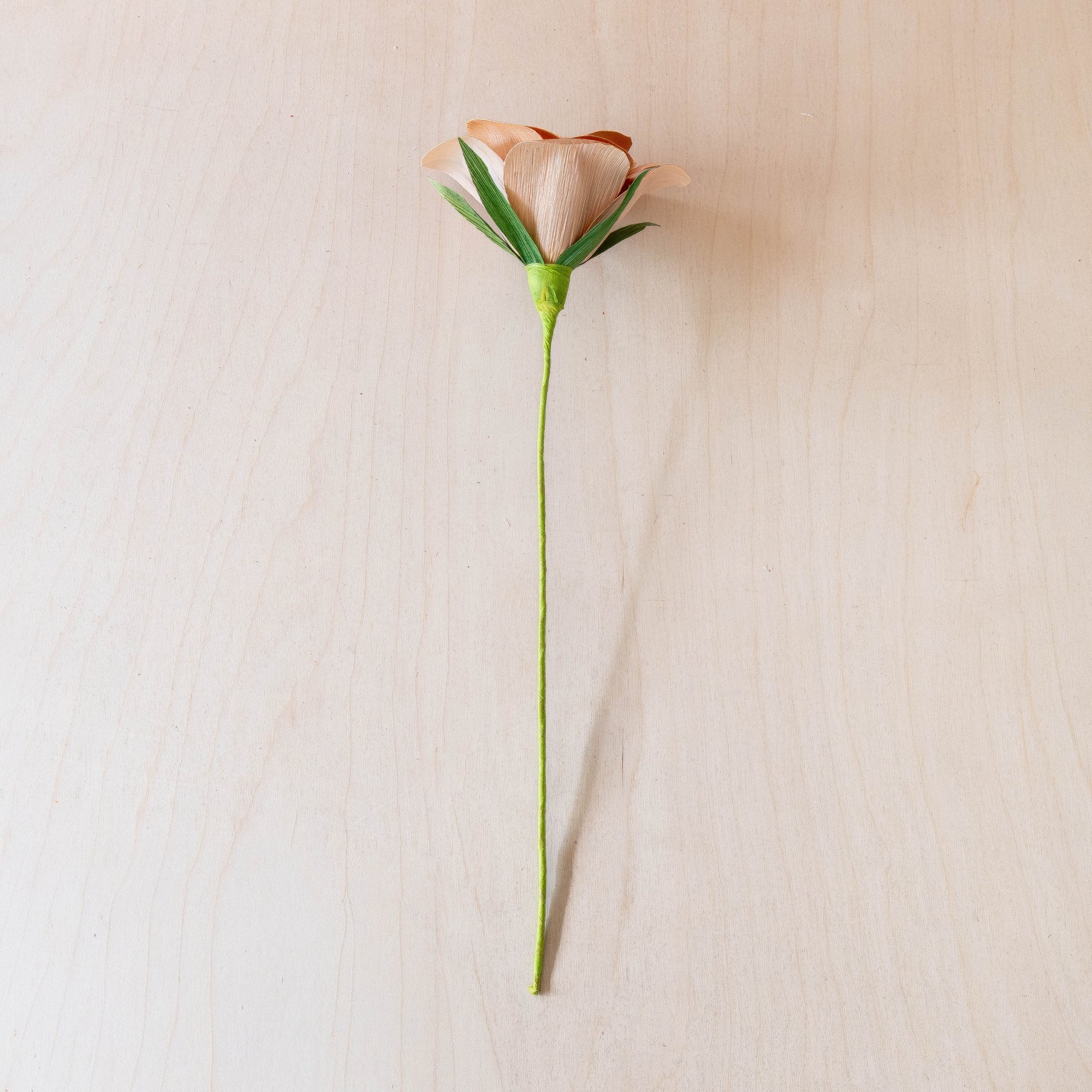 flower - Light Peach Pink Rose Corn Husk Flowers, case of 6 – Handcrafted Floral Stems | LIKHÂ - LIKHÂ