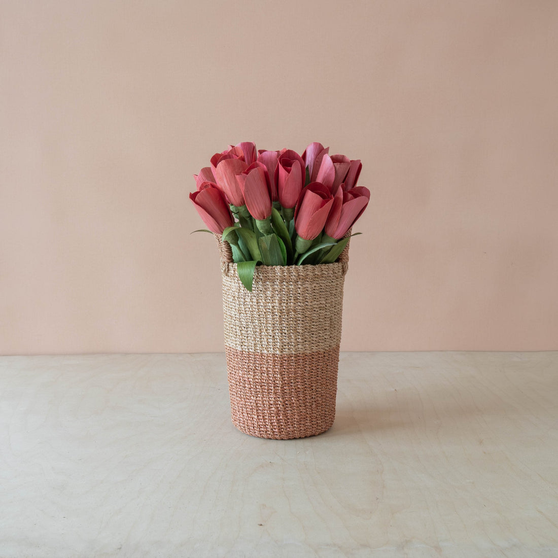 flower - Terracotta Pink Tulip Corn Husk Flowers, case of 6 – Artisan Floral Stems | LIKHÂ - LIKHÂ