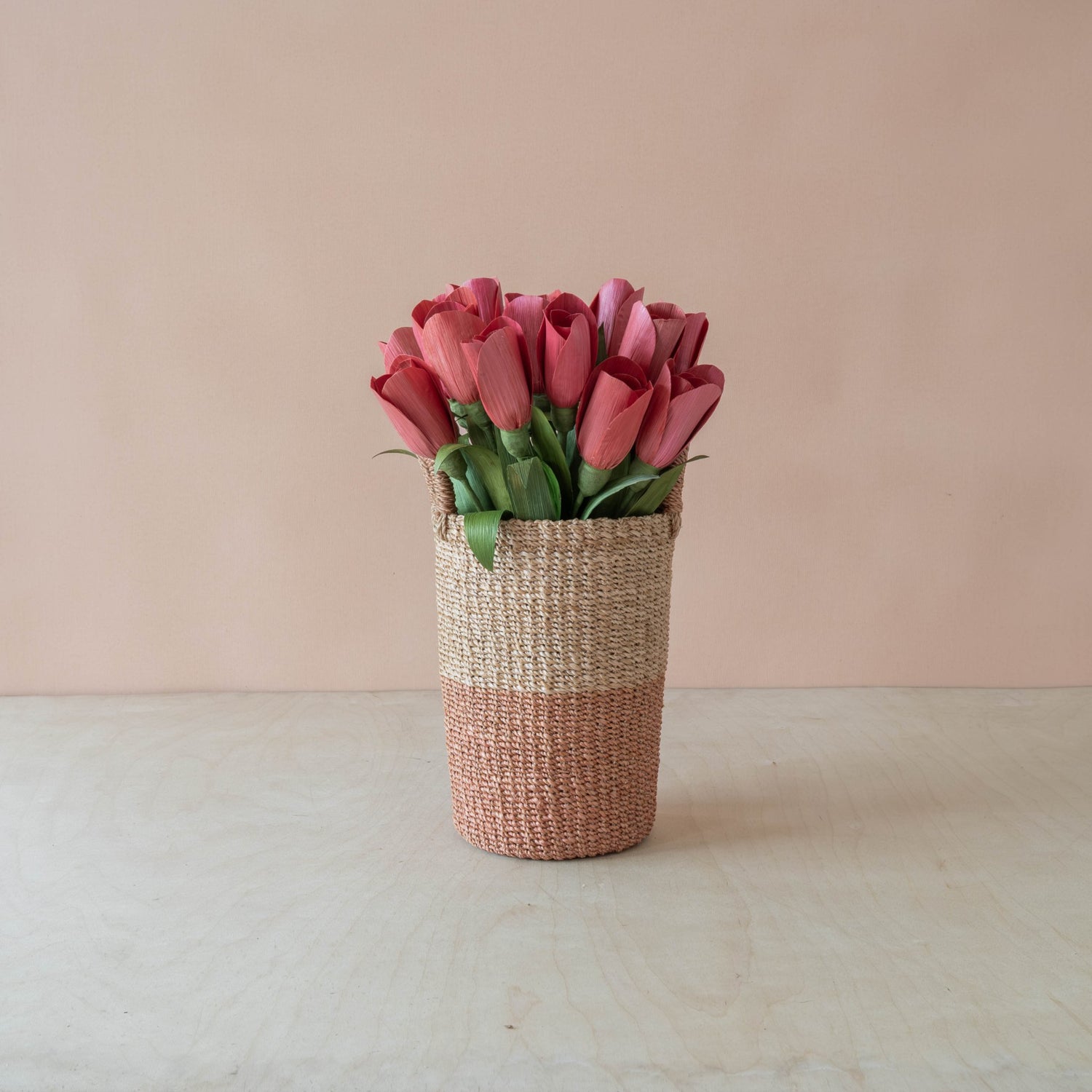 flower - Terracotta Pink Tulip Corn Husk Flowers, case of 6 – Artisan Floral Stems | LIKHÂ - LIKHÂ