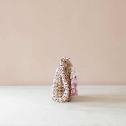 Handbags - Mini Woven Pouch with Wristlet and Embroidered Bunny – Handcrafted Wristlet | LIKHÂ - LIKHÂ