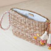 Handbags - Mini Woven Pouch with Wristlet and Embroidered Cocktail – Handcrafted Wristlet | LIKHÂ - LIKHÂ
