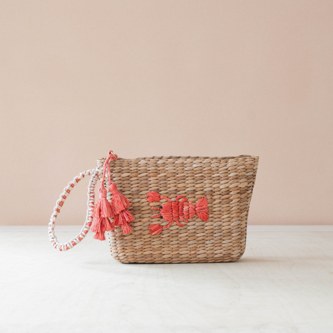 Handbags - Mini Woven Pouch with Wristlet and Embroidered Lobster – Artisan Wristlet | LIKHÂ - LIKHÂ