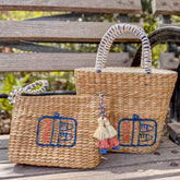 Handbags - Mini Woven Pouch with Wristlet and Embroidered Sardine Can – Handwoven Pouch | LIKHÂ - LIKHÂ