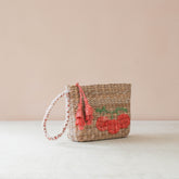 Handbags - Mini Woven Pouch with Wristlet and Embroidered Tomato – Artisan Wristlet | LIKHÂ - LIKHÂ