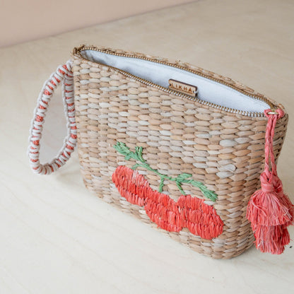 Handbags - Mini Woven Pouch with Wristlet and Embroidered Tomato – Artisan Wristlet | LIKHÂ - LIKHÂ