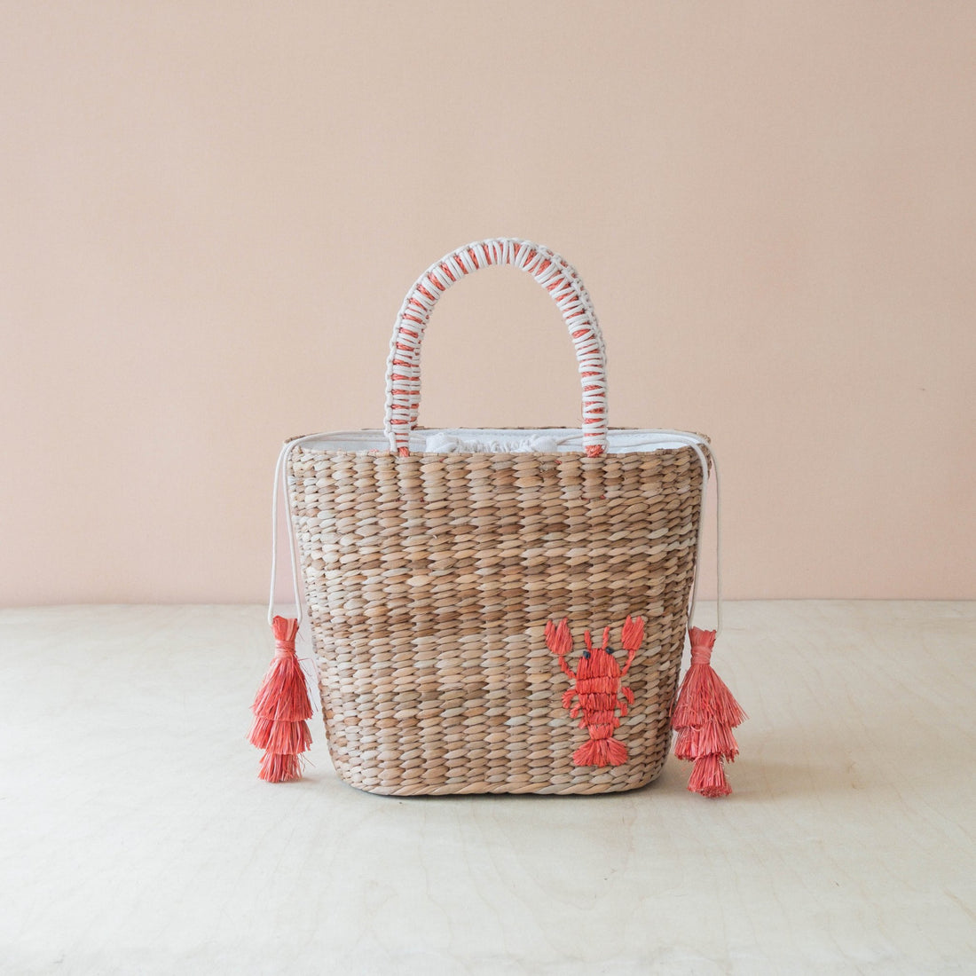 Handbags - Mini Woven Tote Bag with Embroidered Lobster – Handwoven Tote | LIKHÂ - LIKHÂ
