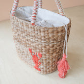 Handbags - Mini Woven Tote Bag with Embroidered Lobster – Handwoven Tote | LIKHÂ - LIKHÂ
