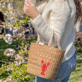 Handbags - Mini Woven Tote Bag with Embroidered Lobster – Handwoven Tote | LIKHÂ - LIKHÂ
